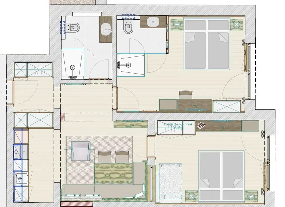 Ferienwohnung mit 2 Schlafzimmern fur 4 Personen