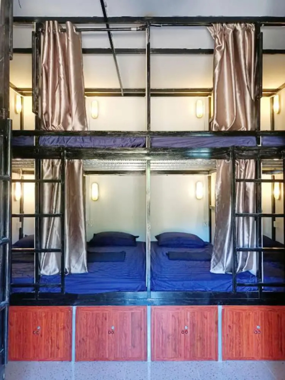 Bed in Dorm with garden view