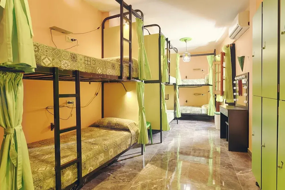 Bed in Dorm (female dorm) with courtyard view