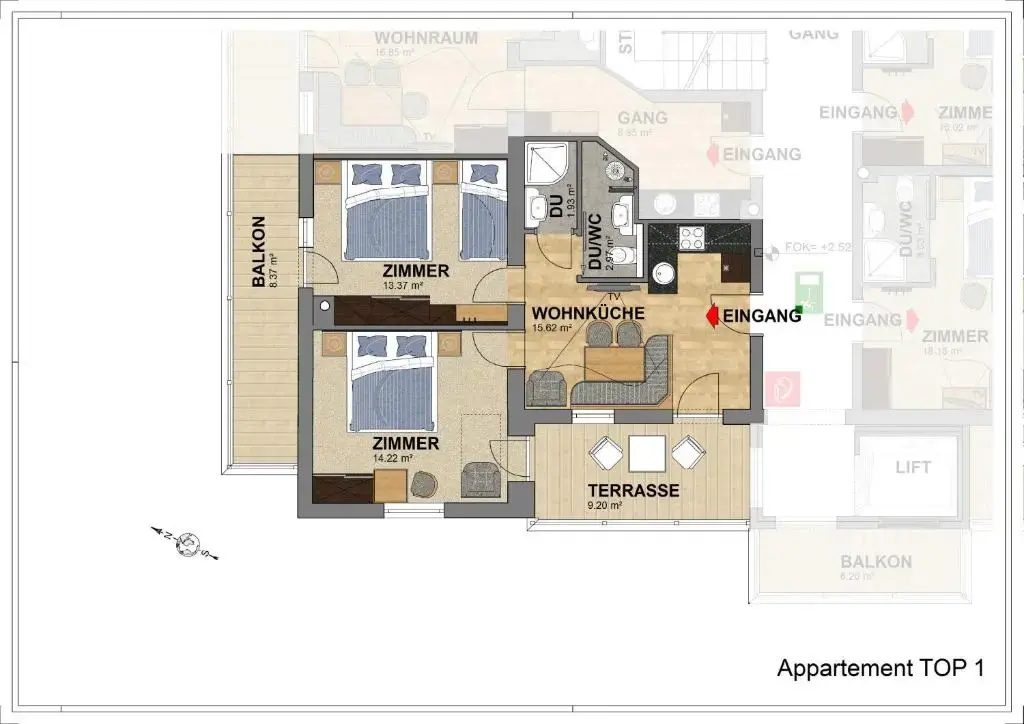 2 Bedrooms Apartment
