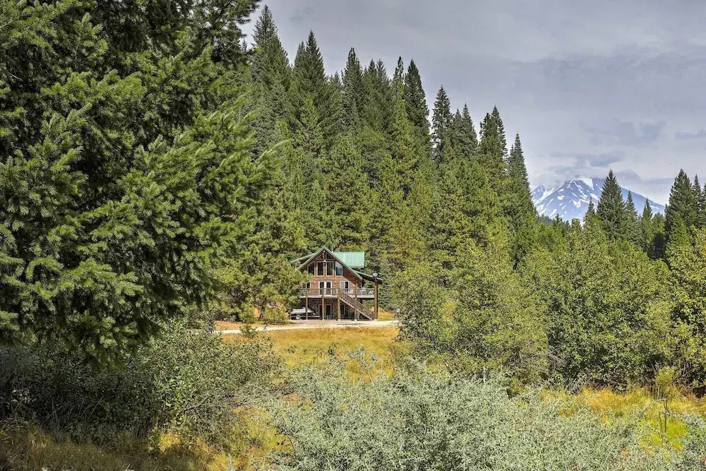 13 Mi to Mt Shasta: Log Home on 60 Acres!