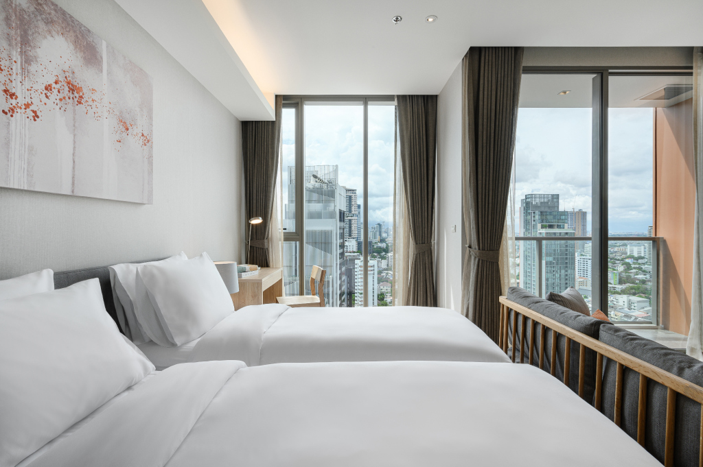 Двухместная студия Deluxe 2 отдельные кровати в Oakwood Suites Bangkok