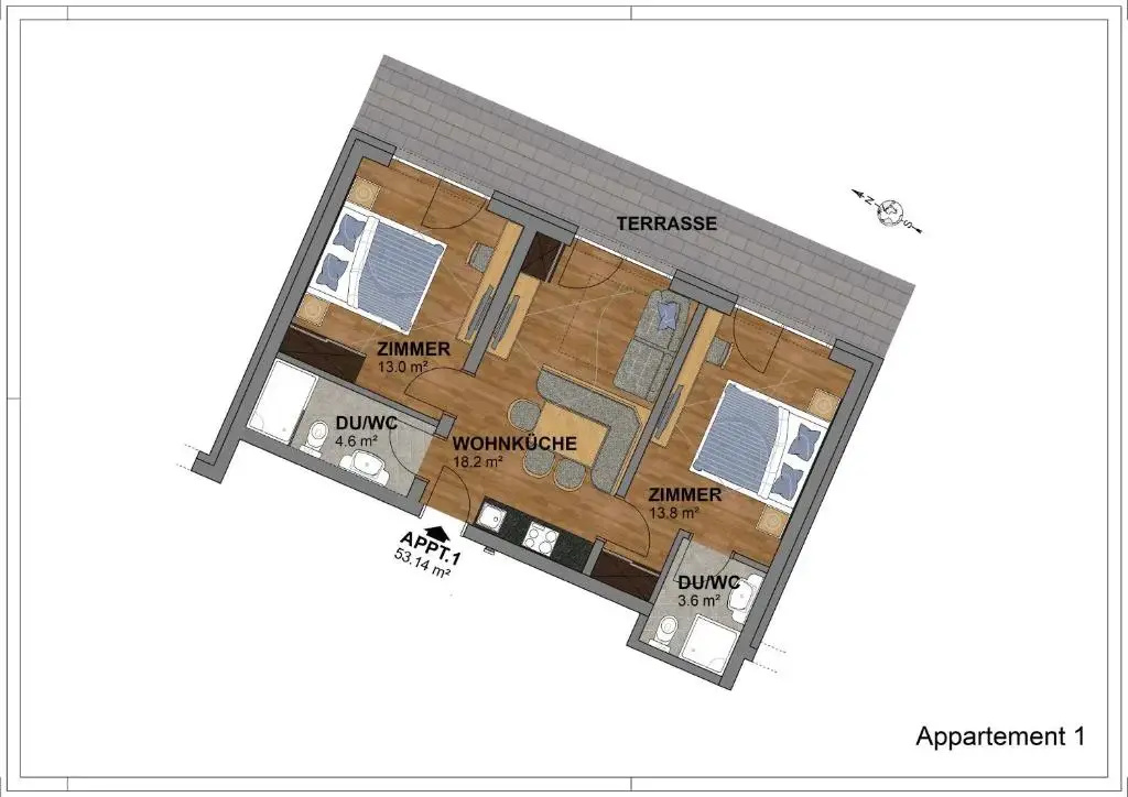 2 Bedrooms Apartment