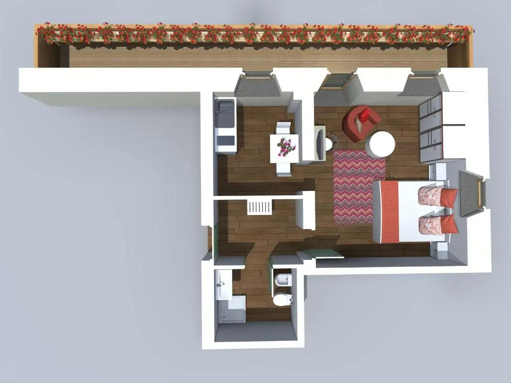 Studio with balcony and with mountain view
