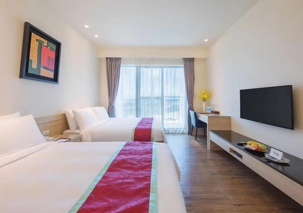 豪華四人房，視野客房，配有雙人床