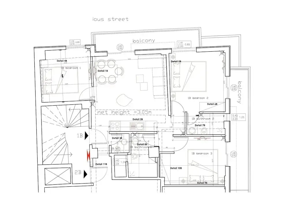 3 Bedrooms Deluxe Apartment with balcony