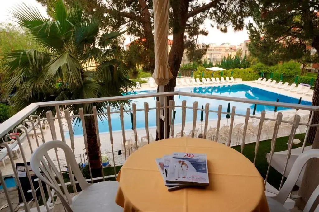 Studio with pool view