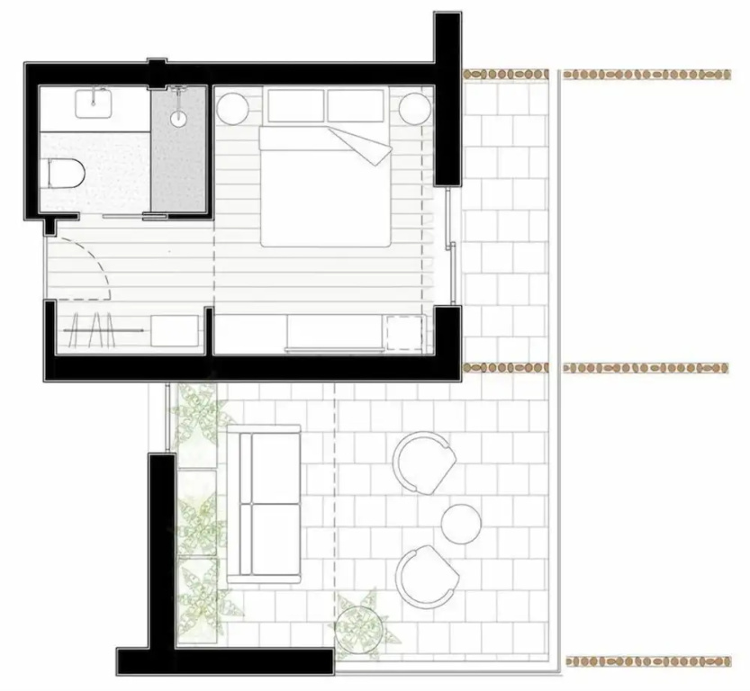 Superior Double room with courtyard view (full double bed)