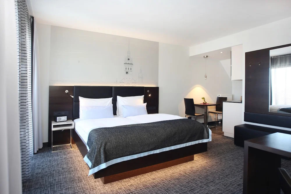 Double Studio with balcony and with city view (full double bed)