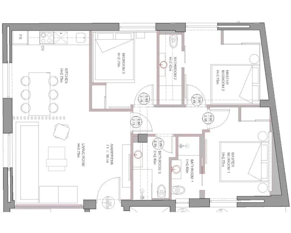 3 Bedrooms Apartment with balcony and with city view
