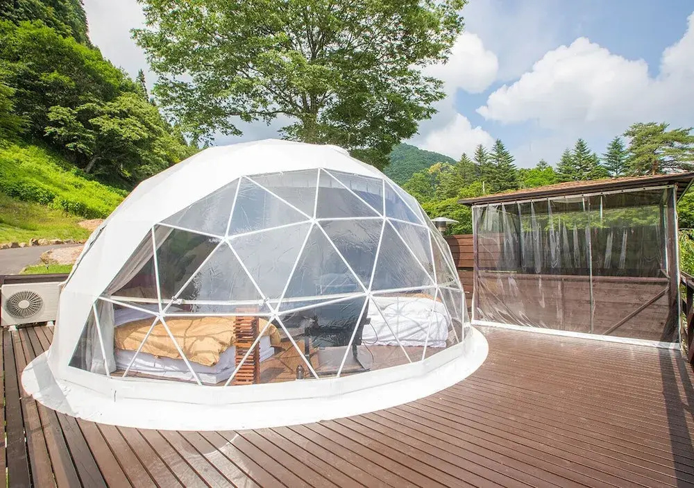 Tent with balcony