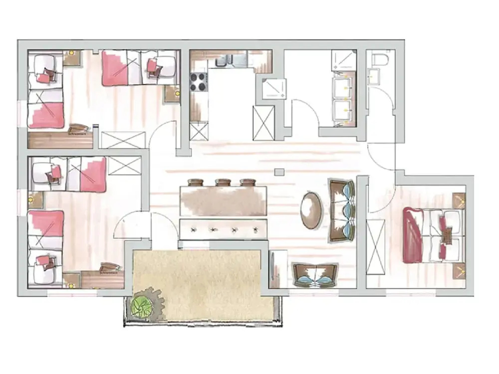 3 Bedrooms Classic Apartment with balcony and with mountain view