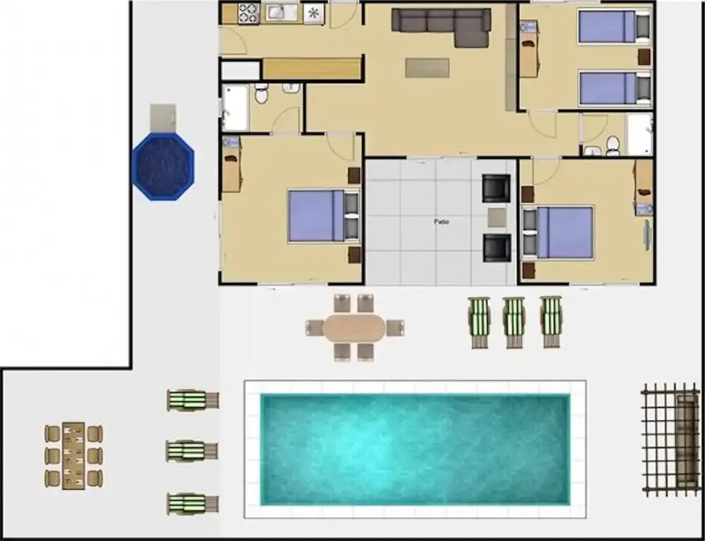 3 Bedrooms Villa beachfront