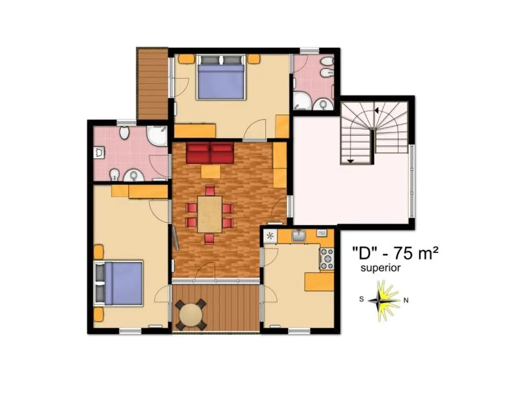 2 Bedrooms Attic Apartment with balcony