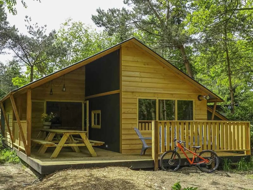 Wooden lodge with dishwasher, on a holiday park near three national parks