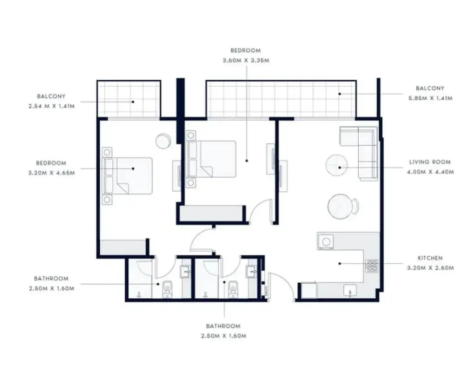 Modern and Peaceful 2 Bedroom in Amber by Azizi