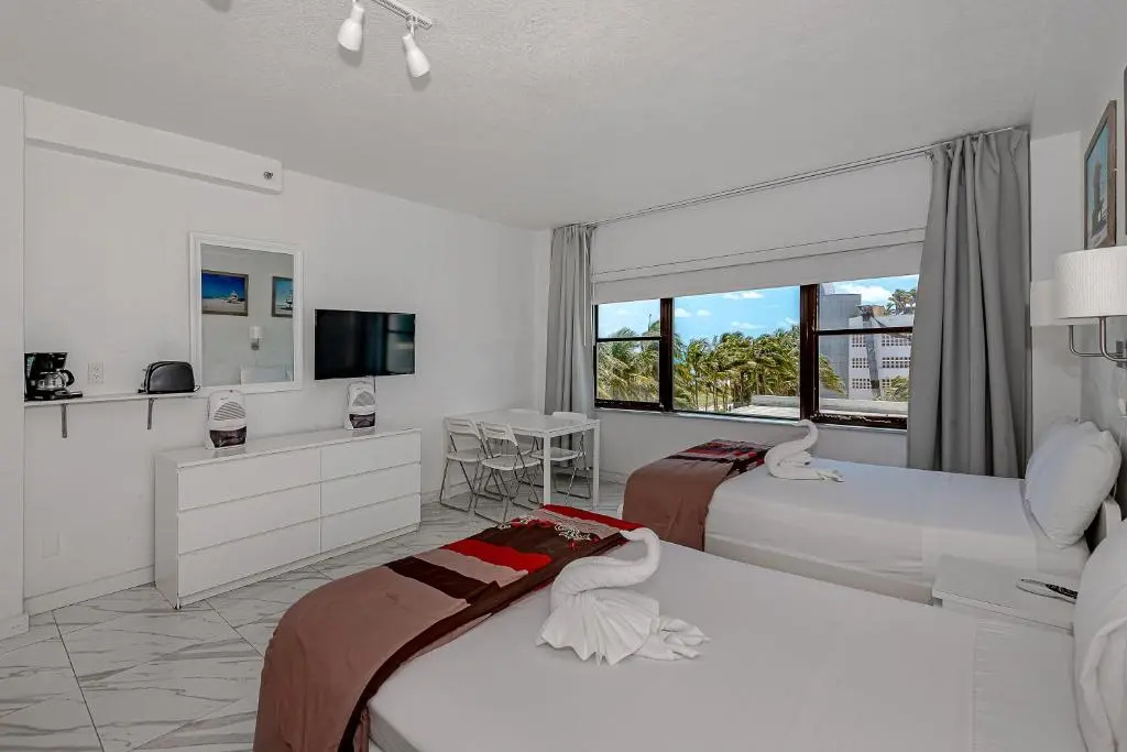 Studio with pool view