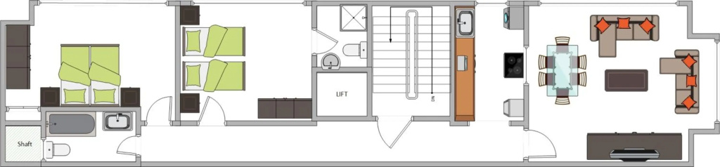 2 bedroom, central and spacious with sea view