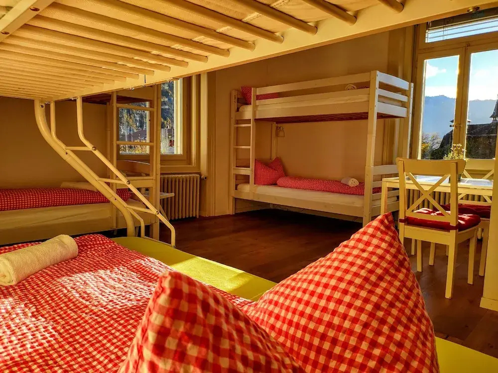 Bed in Dorm with mountain view