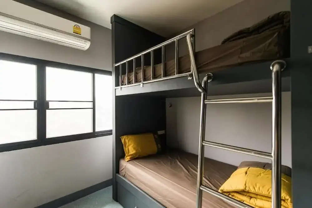 Bed in Dorm (male dorm) with balcony