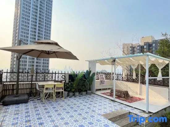Tent with city view