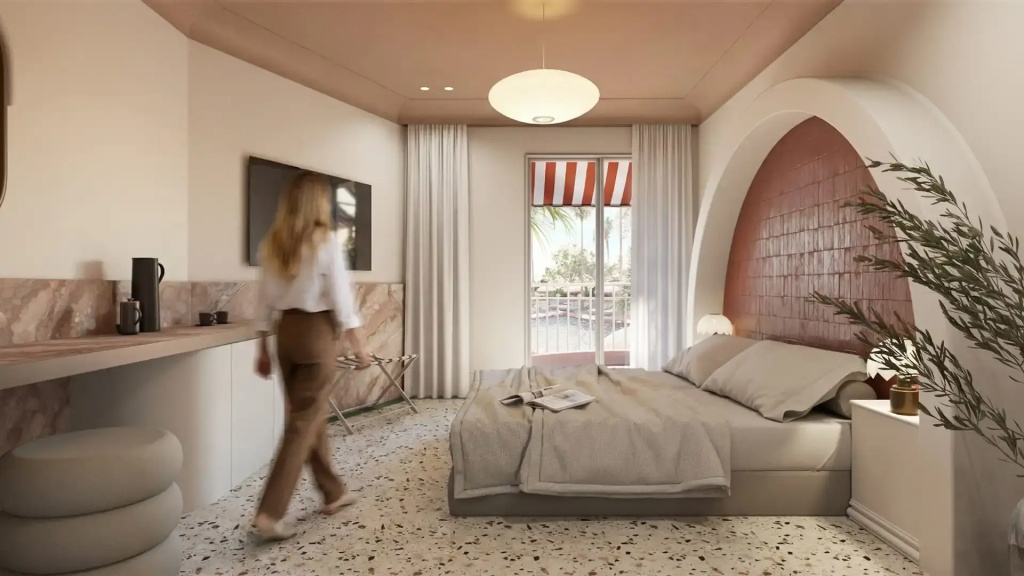 Comfort room with pool view