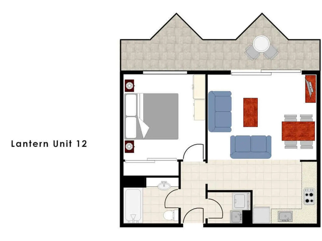 Lantern 1 Bedroom Balcony with mountain and village views