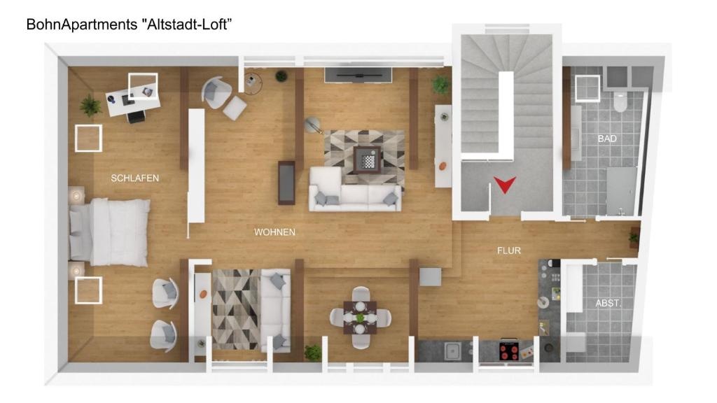 BohnApartments Altstadt-Loft - 85 qm mit Wasserbett, Parkplatz