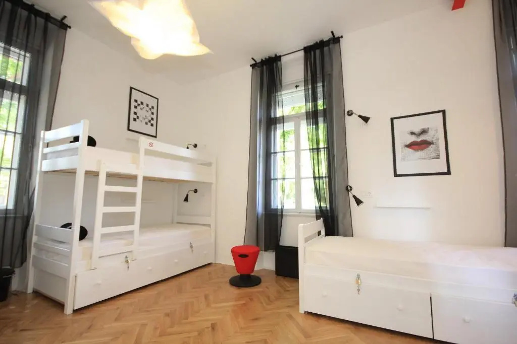 Bed in Dorm with garden view