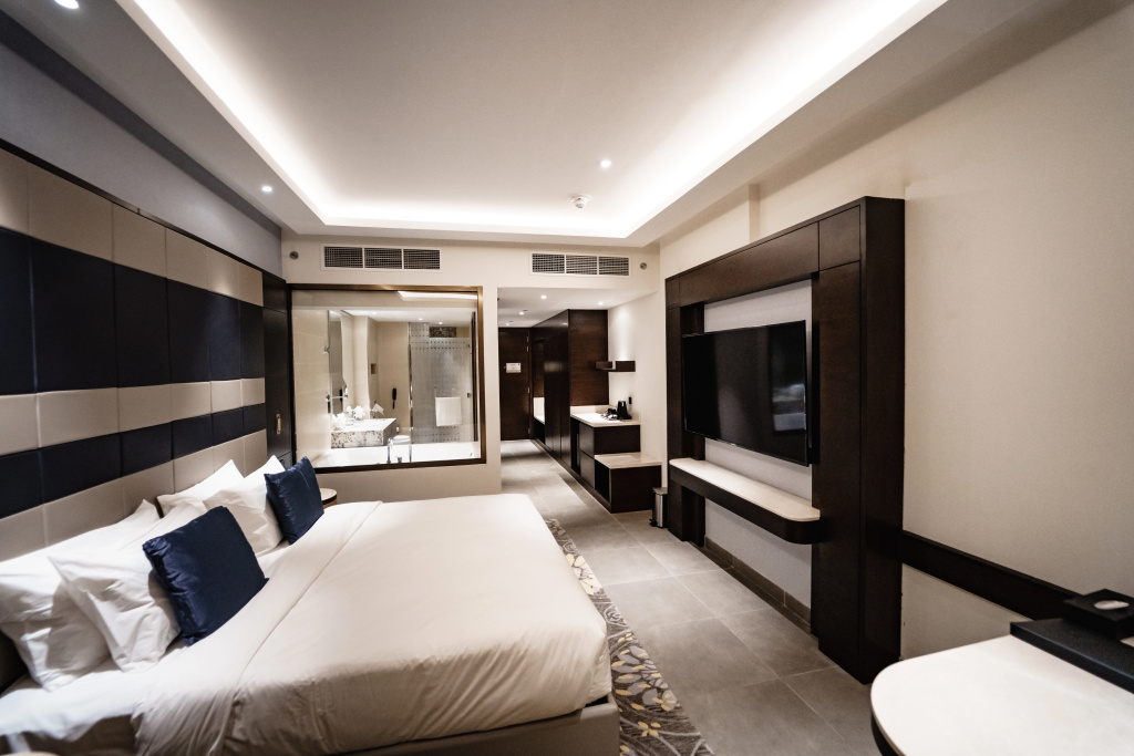 Luxury Double room with balcony and with Burj Khalifa view (full double bed)