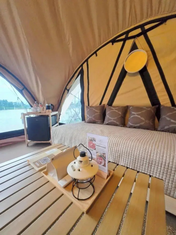 Tent with lake view