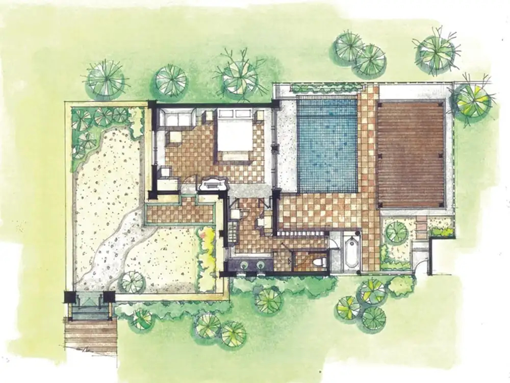雙人床四人家庭別墅兩臥室