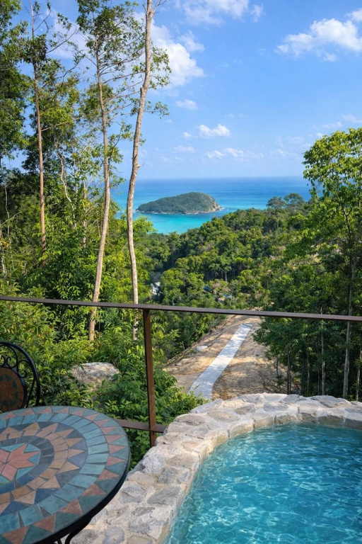 Family Villa with balcony and with sea view