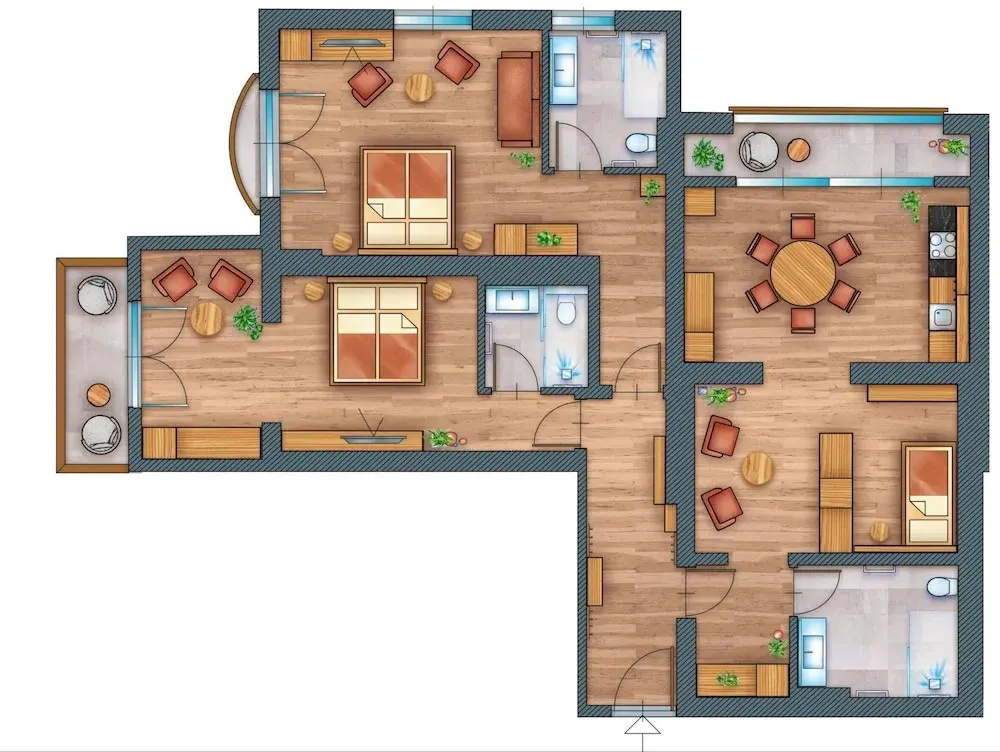 Apartment with balcony and with mountain view