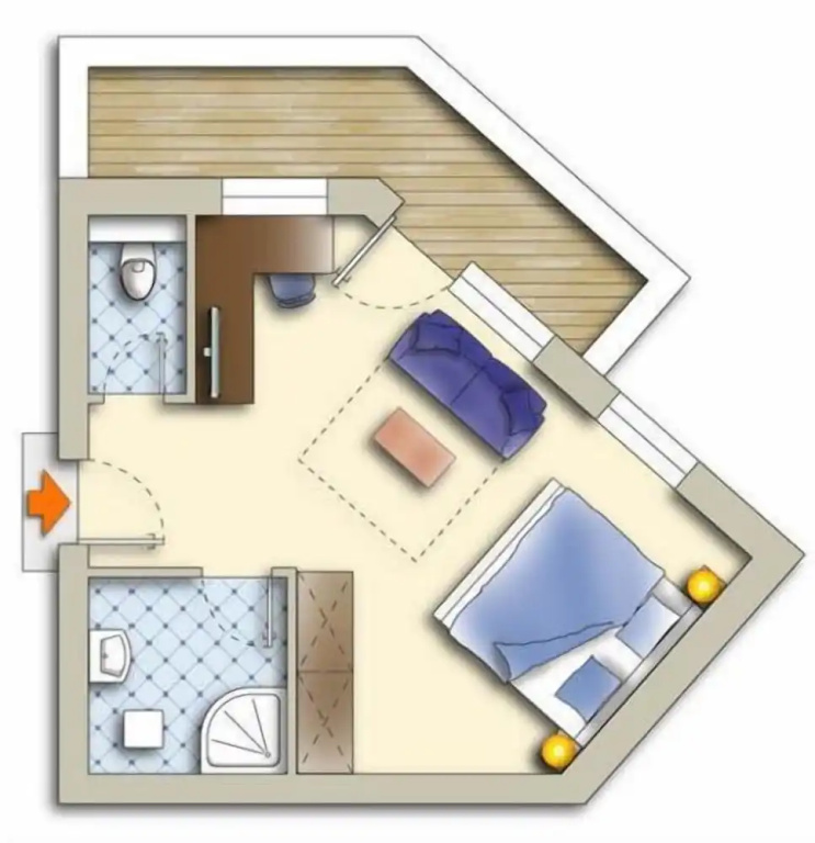 Superior Double room with balcony and with view full double bed