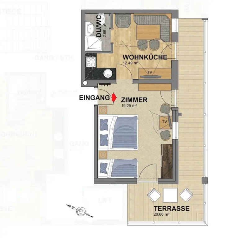 1 Bedroom Apartment with mountain view