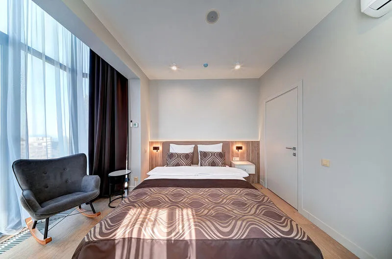 Двухместный номер Deluxe с видом на море двуспальная кровать в Real Apartments Sochi