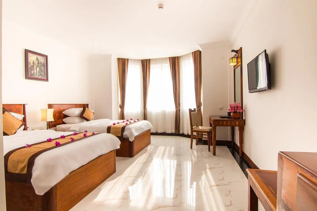 豪華雙人房，設有露台及景色，配有雙人床