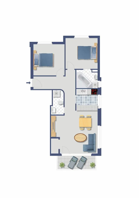 2 Bedrooms Apartment with balcony