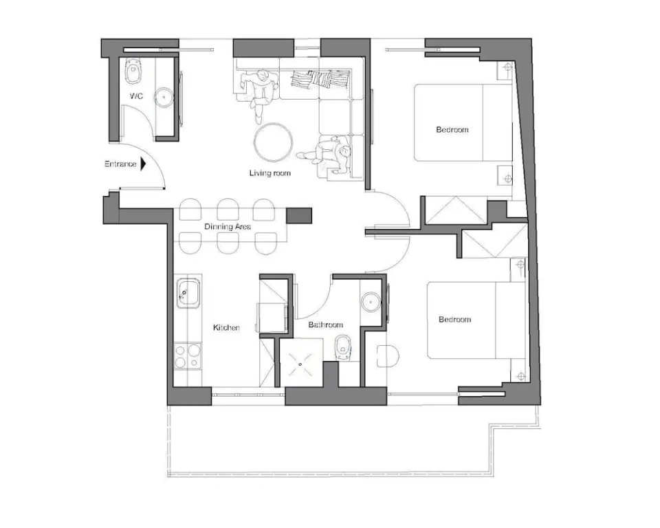 2 Bedrooms Apartment with balcony