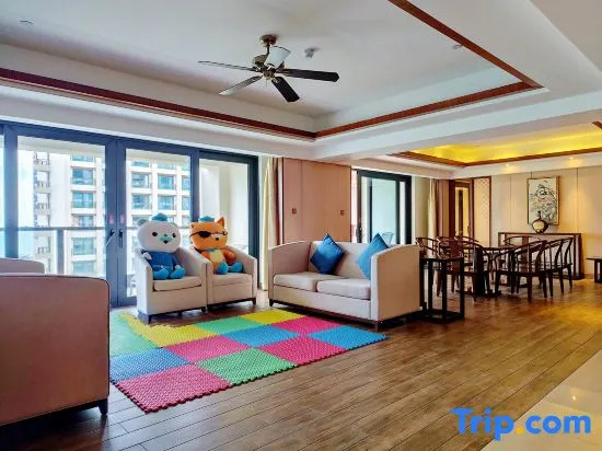 Семейный люкс с 3 комнатами с видом на море в Jinghai Hotel & Resort