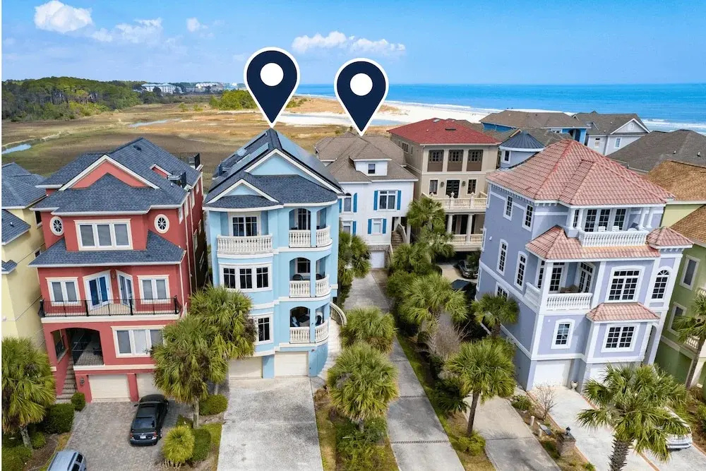 Sleeps 38 2 Homes, Steps to the Beach, Private Pool + Hottub, Game Room, Views