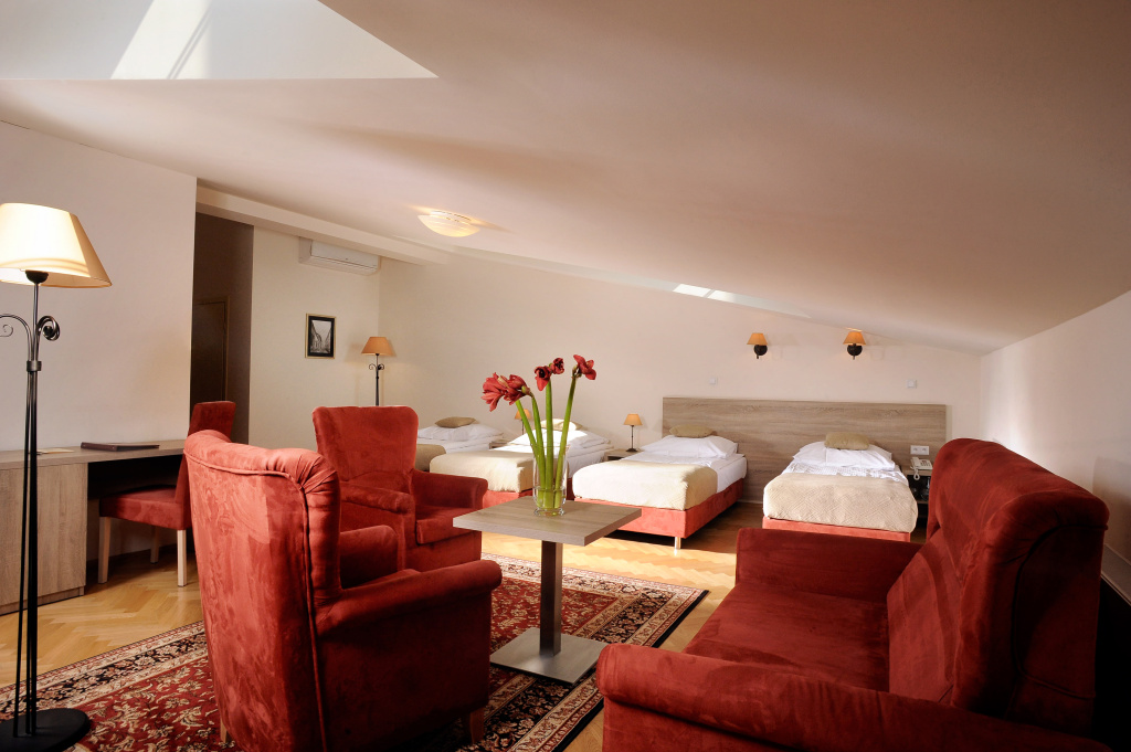 Quadruple room (full double bed and twin beds)