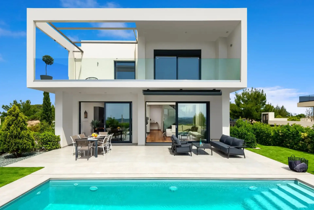 Villa with sunset view