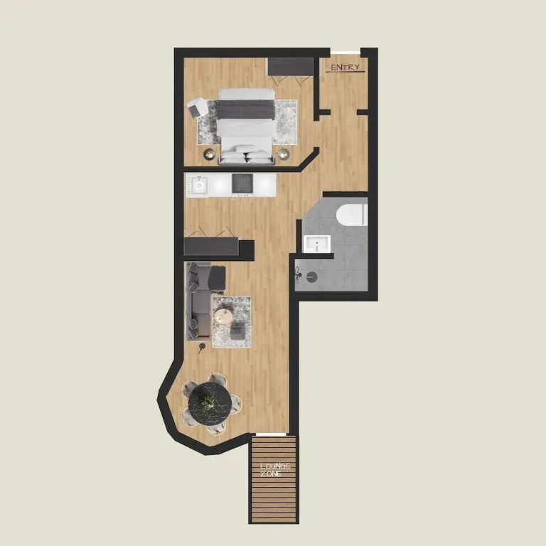 Basement Apartment with balcony and with mountain view