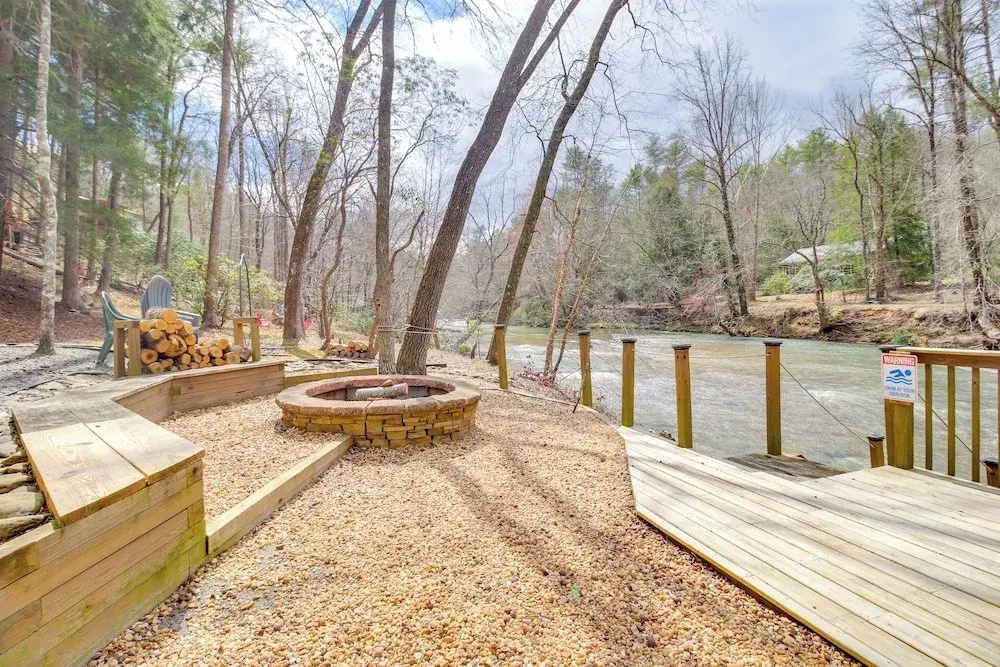 Game Room & Fire Pit: Riverfront Home in Ellijay!