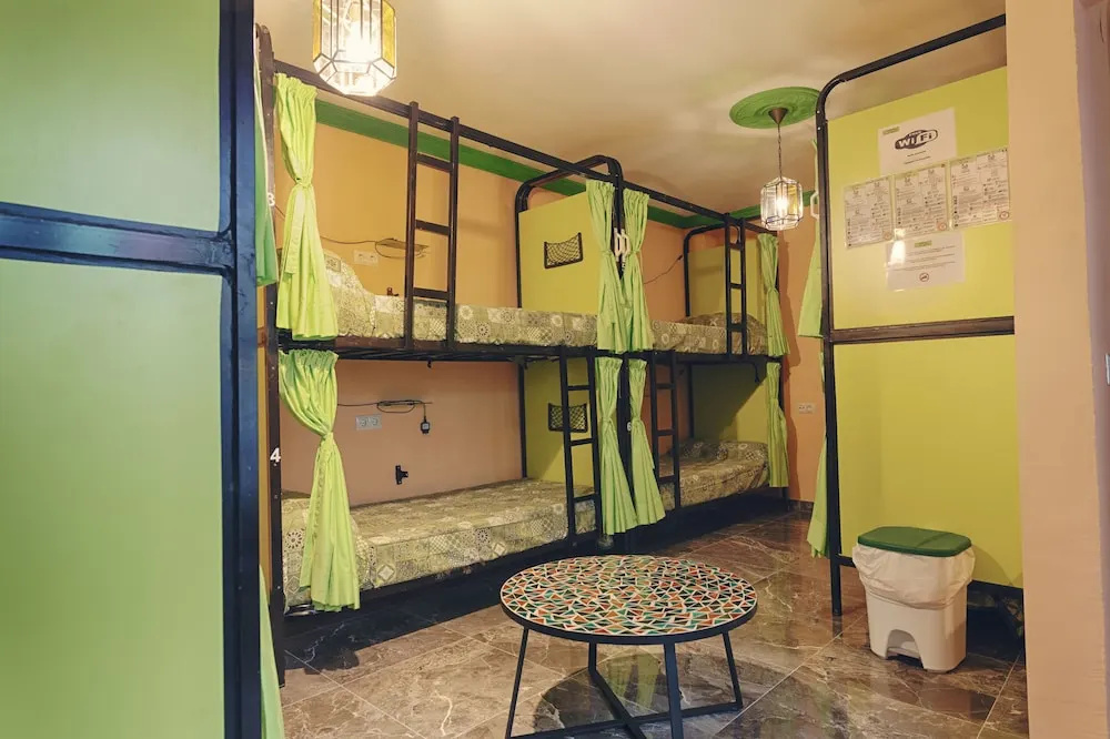 Bed in Dorm with courtyard view