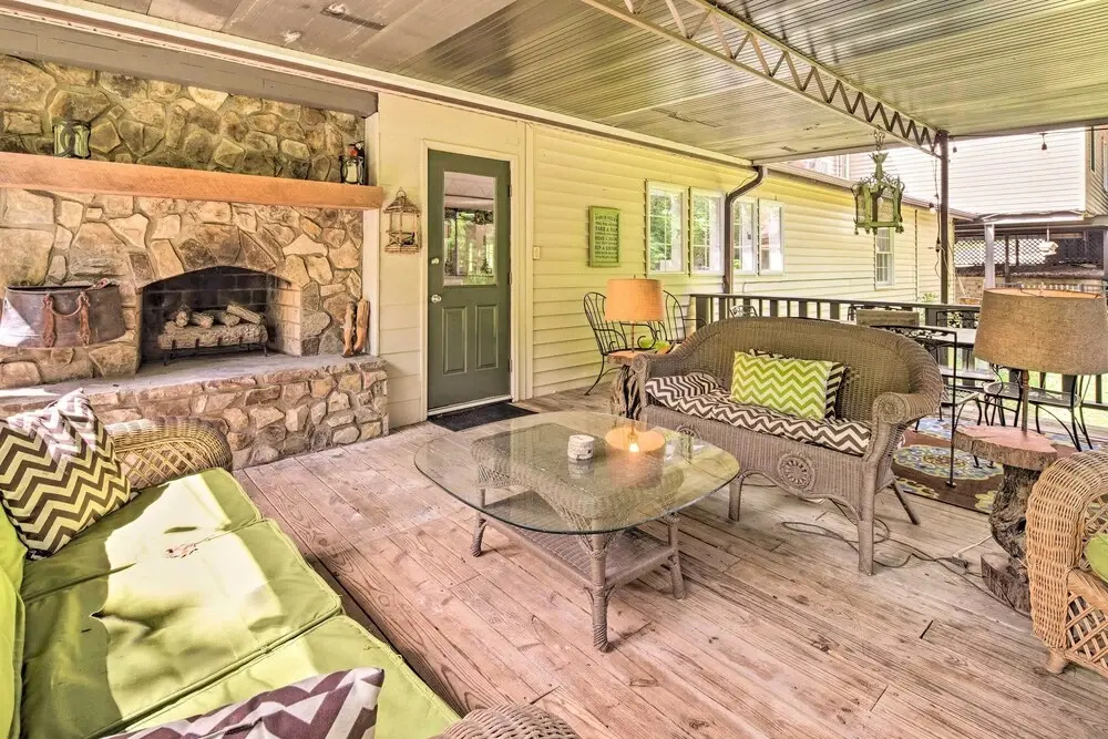 Deck w/ Fireplace: Pet-friendly Lake Lure Retreat