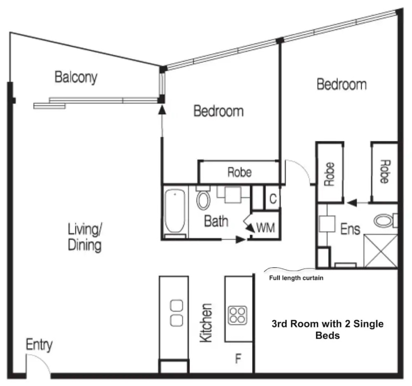 3 Bedrooms Apartment with balcony