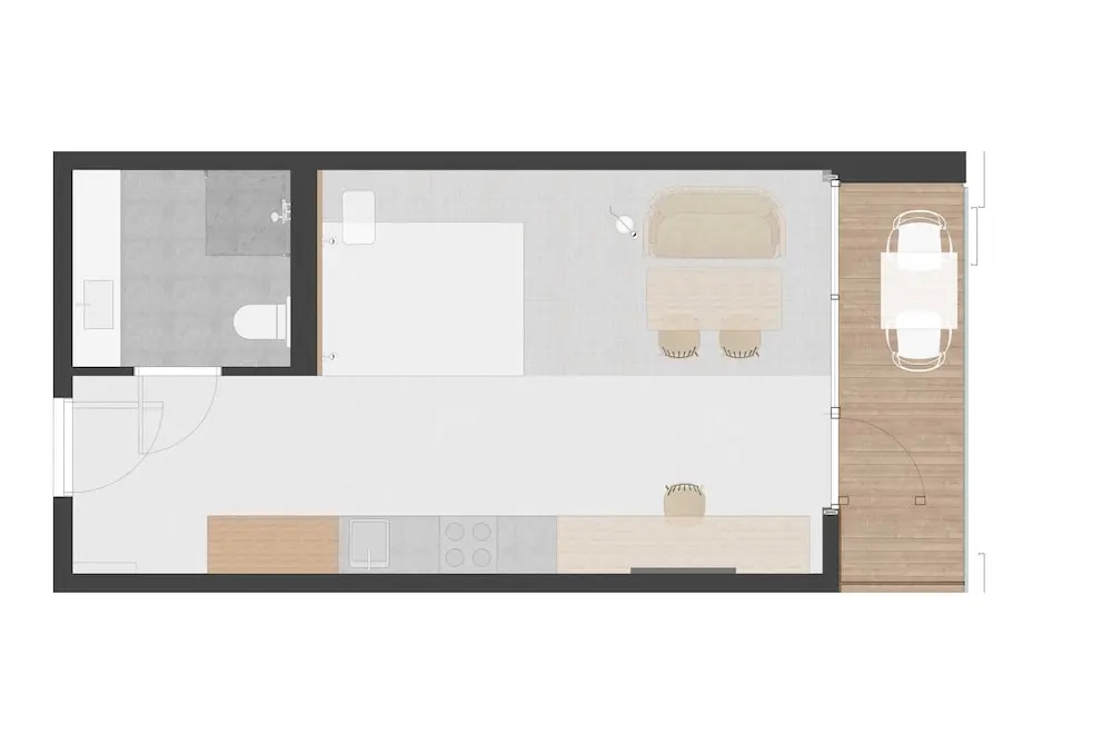 Studio with balcony